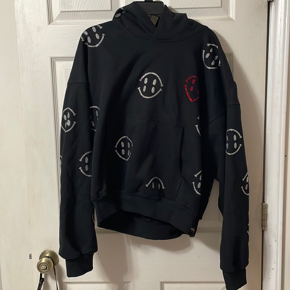 ‼️Coming Soon‼️ Bedazzled Rhinestone Smiley & Heart Hoodie